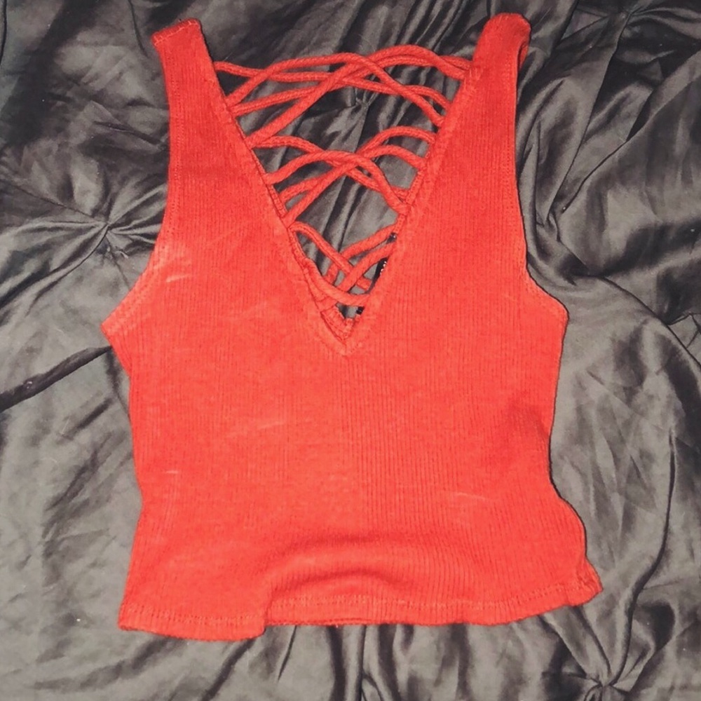 🌸lace up criss cross crop top